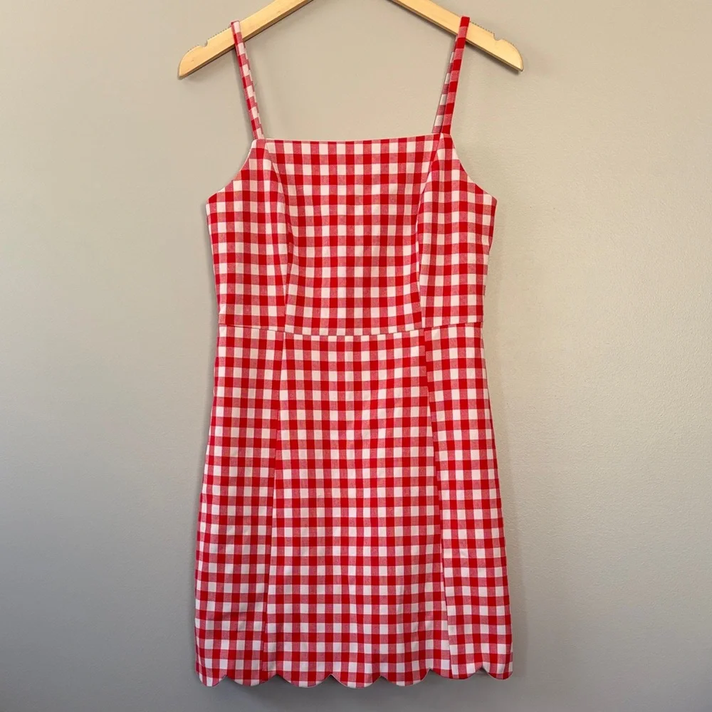 English‎ Factory Gingham Checked Mini Dress Size Small Red White Retro